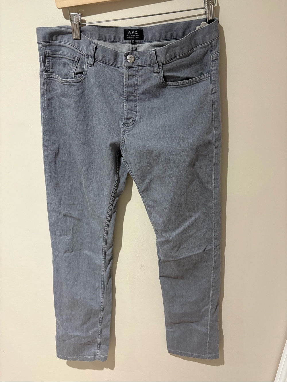 A.P.C. Slim Straight Jeans in Light Grey-Blue